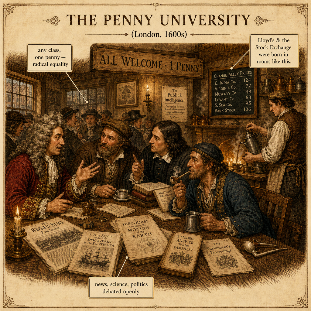 A warm, characterful illustration in the style of a detailed historical engravi…