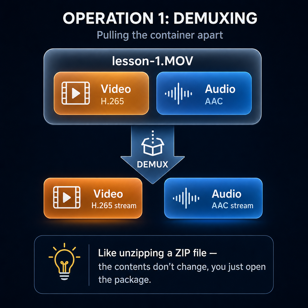 The Four Operations — Muxing, Demuxing, Transcoding, Transmuxing