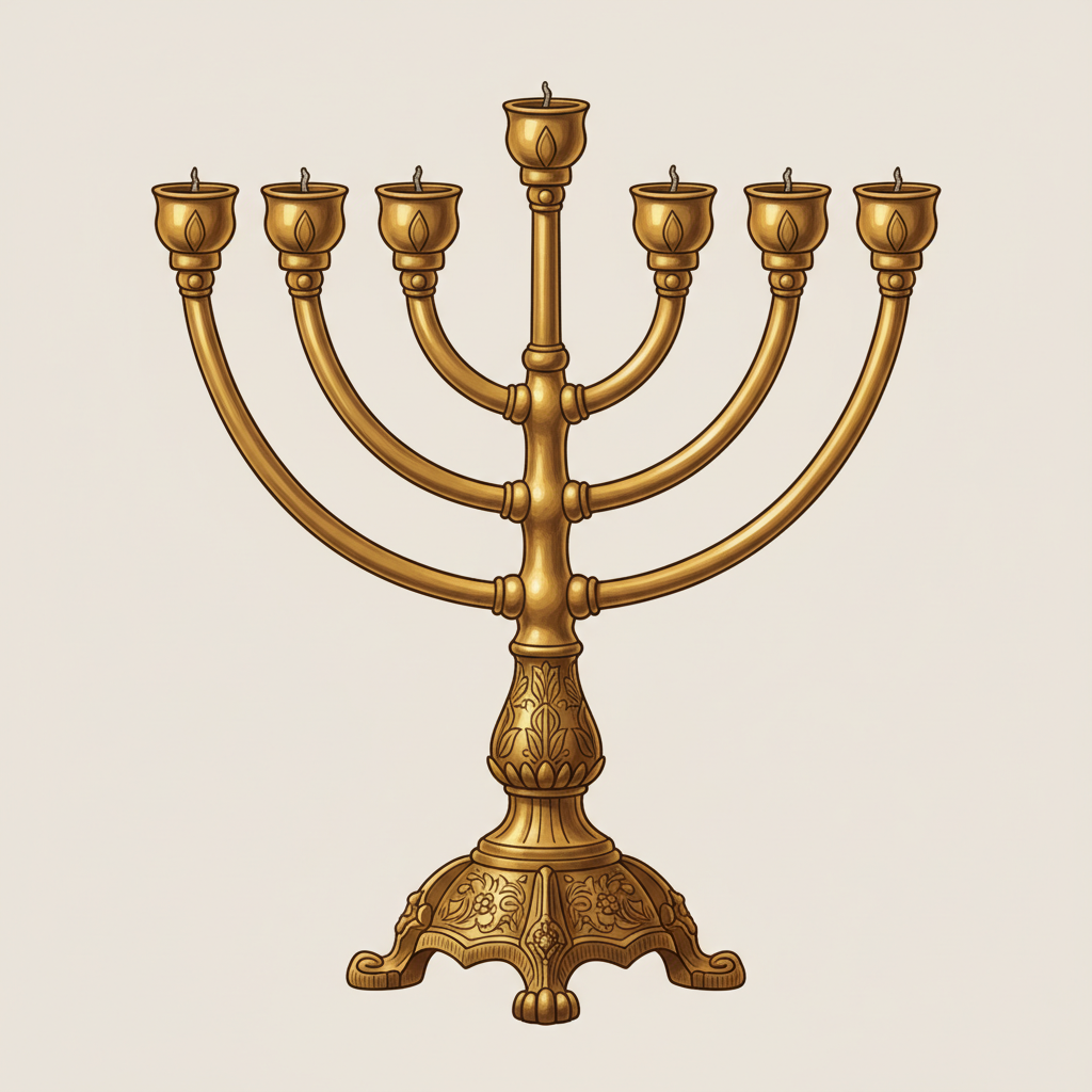 The Temple Menorah — the ancient seven-branched golden candelabra that stood in the Jewish Temple. It is now the national emblem of the State of Israel.
